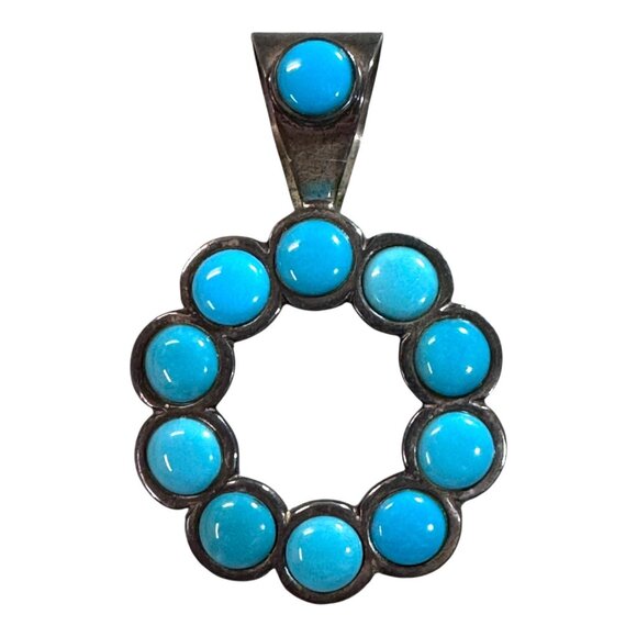 Jay King Turquoise Sterling Silver 925 Circle Pendant 16.03g Southwest Statement - Picture 1 of 5